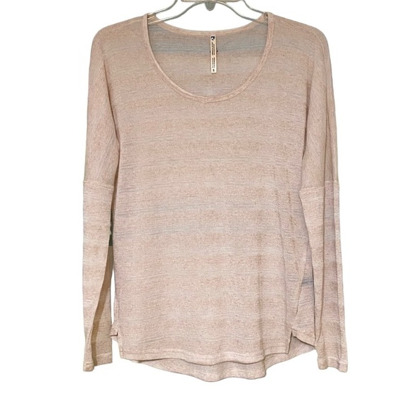 Kuhl Striped Open V-Neck Linen Blend Long Sleeve Top Sz Small - Picture 1 of 9